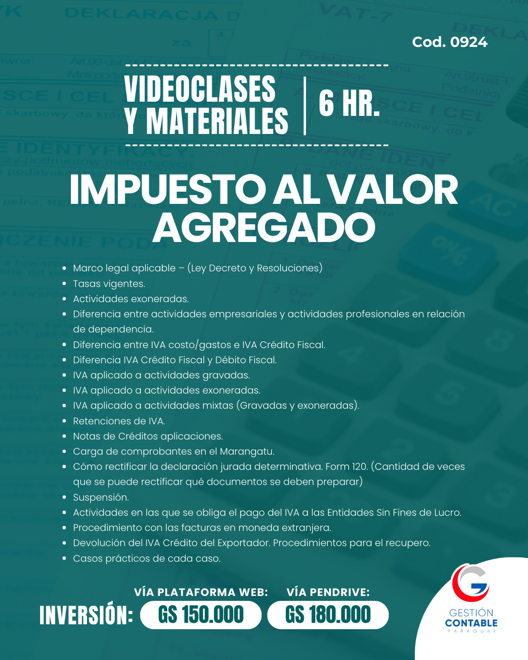𝐕𝐈𝐃𝐄𝐎 𝐂𝐋𝐀𝐒𝐄𝐒 & 𝐌𝐀𝐓𝐄𝐑𝐈𝐀𝐋𝐄𝐒  6️⃣ horas     𝗜𝗠𝗣𝗨𝗘𝗦𝗧𝗢 𝗔𝗟 𝗩𝗔𝗟𝗢𝗥 𝗔𝗚𝗥𝗘𝗚𝗔𝗗𝗢 