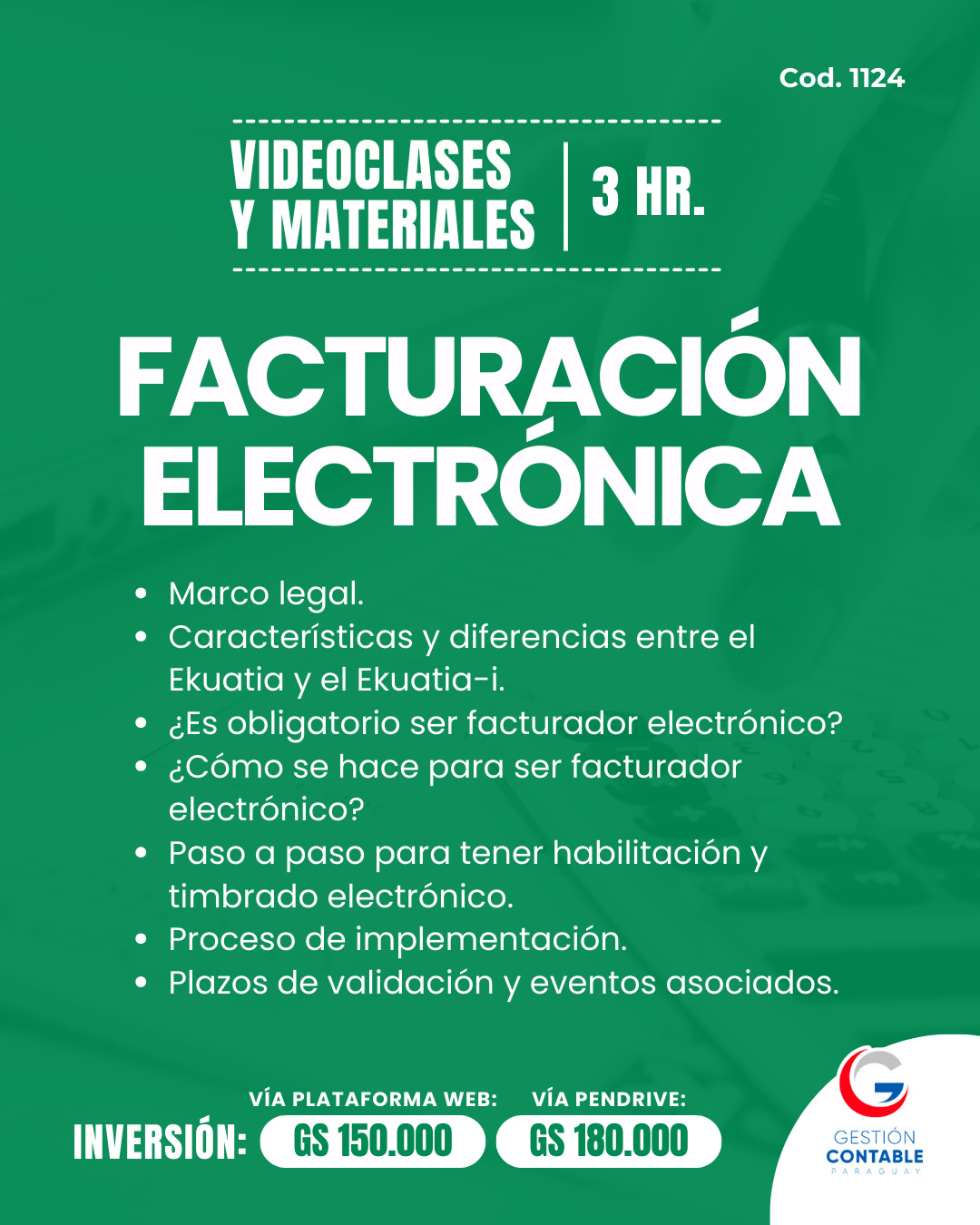 𝐕𝐈𝐃𝐄𝐎 𝐂𝐋𝐀𝐒𝐄𝐒 & 𝐌𝐀𝐓𝐄𝐑𝐈𝐀𝐋𝐄𝐒  3️⃣ horas    𝐅𝐀𝐂𝐓𝐔𝐑𝐀𝐂𝐈𝐎́𝐍 𝐄𝐋𝐄𝐂𝐓𝐑𝐎́𝐍𝐈𝐂𝐀