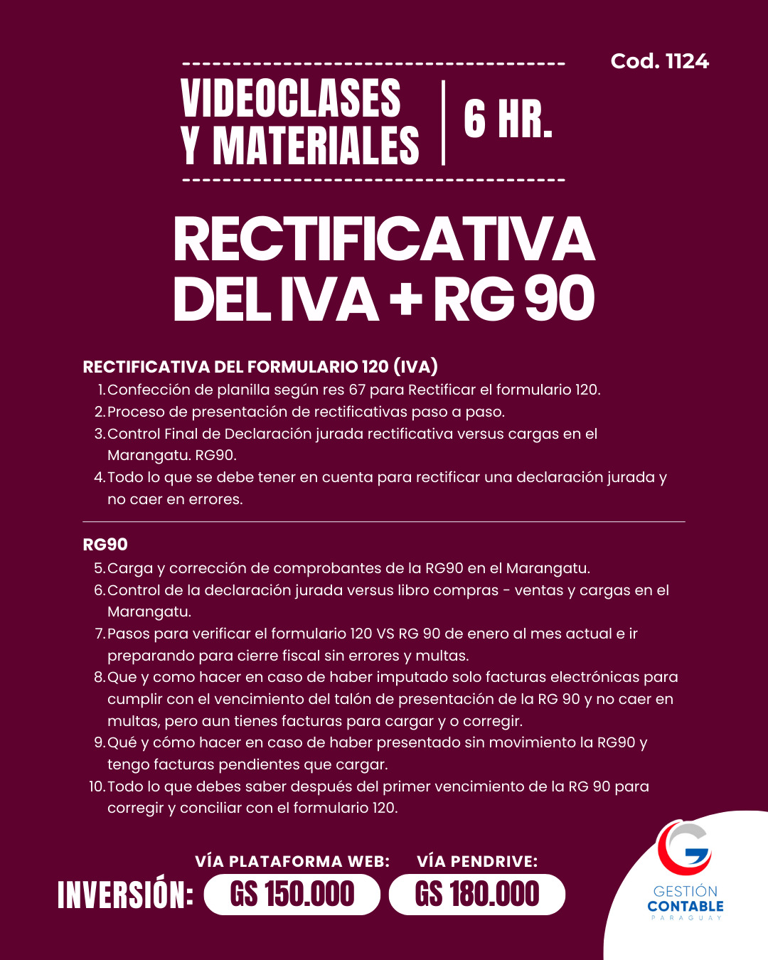 𝐕𝐈𝐃𝐄𝐎 𝐂𝐋𝐀𝐒𝐄𝐒 & 𝐌𝐀𝐓𝐄𝐑𝐈𝐀𝐋𝐄𝐒  6️⃣ horas   𝐑𝐄𝐂𝐓𝐈𝐅𝐈𝐂𝐀𝐓𝐈𝐕𝐀 𝐃𝐄𝐋 𝐅𝐎𝐑𝐌𝐔𝐋𝐀𝐑𝐈𝐎  𝟏𝟐𝟎 (𝐈𝐕𝐀)𝐑𝐄𝐂𝐓𝐈𝐅𝐈𝐂𝐀𝐓𝐈𝐕𝐀 𝐃𝐄𝐋 𝐅𝐎𝐑𝐌𝐔𝐋𝐀𝐑𝐈𝐎  𝟏𝟐𝟎 (𝐈𝐕𝐀)➕ 𝗥𝗚 𝗡°𝟵𝟬