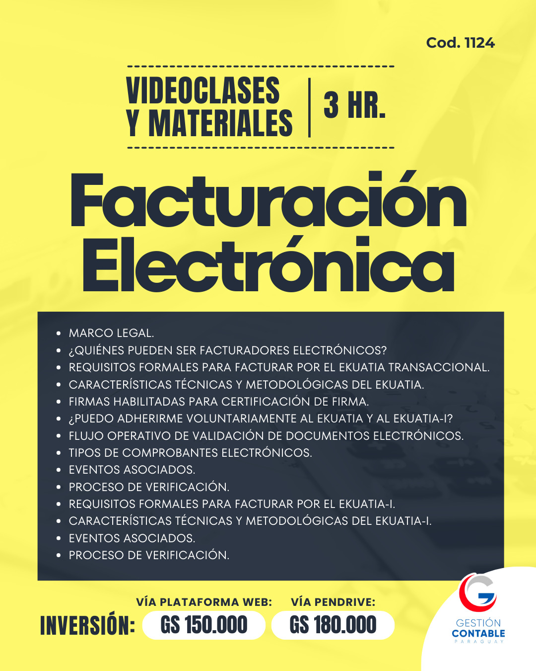 𝐕𝐈𝐃𝐄𝐎 𝐂𝐋𝐀𝐒𝐄𝐒 & 𝐌𝐀𝐓𝐄𝐑𝐈𝐀𝐋𝐄𝐒  3️⃣ horas   𝐅𝐀𝐂𝐓𝐔𝐑𝐀𝐂𝐈𝐎́𝐍 𝐄𝐋𝐄𝐂𝐓𝐑𝐎́𝐍𝐈𝐂𝐀