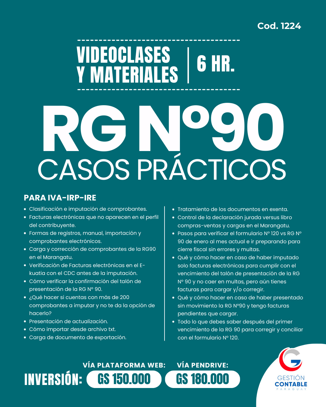 𝐕𝐈𝐃𝐄𝐎 𝐂𝐋𝐀𝐒𝐄𝐒 & 𝐌𝐀𝐓𝐄𝐑𝐈𝐀𝐋𝐄𝐒  6️⃣ horas     𝐑𝐆 𝐍°𝟗𝟎-𝐂𝐀𝐒𝐎𝐒 𝐏𝐑𝐀́𝐂𝐓𝐈𝐂𝐎𝐒     𝐏𝐀𝐑𝐀 𝐈𝐕𝐀-𝐈𝐑𝐏-𝐈𝐑𝐄 