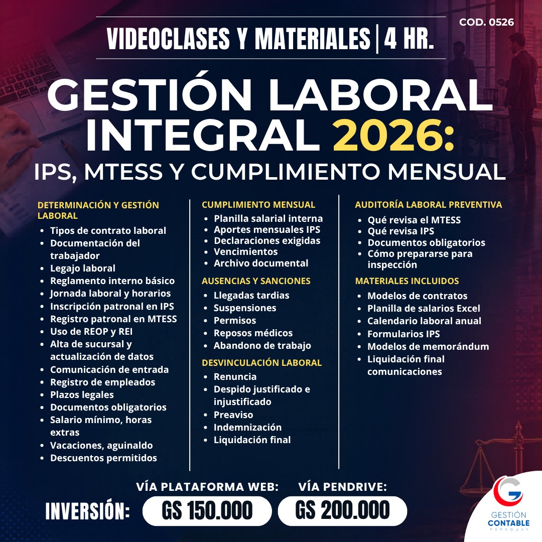𝗚𝗘𝗦𝗧𝗜𝗢́𝗡 𝗟𝗔𝗕𝗢𝗥𝗔𝗟 𝗜𝗡𝗧𝗘𝗚𝗥𝗔𝗟 𝟮𝟬𝟮𝟲 – 𝗜𝗣𝗦, 𝗠𝗧𝗘𝗦𝗦 𝘆 𝗖𝘂𝗺𝗽𝗹𝗶𝗺𝗶𝗲𝗻𝘁𝗼 𝗠𝗲𝗻𝘀𝘂𝗮𝗹 3️⃣ 𝐇𝐒 𝐃𝐄 𝐕𝐈𝐃𝐄𝐎 𝐂𝐋𝐀𝐒𝐄𝐒 & 𝐌𝐀𝐓𝐄𝐑𝐈𝐀𝐋𝐄𝐒