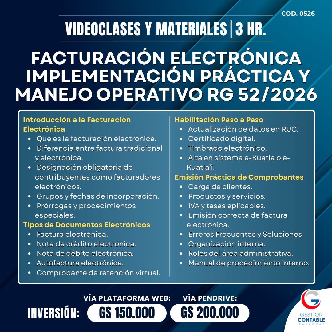 𝐅𝐀𝐂𝐓𝐔𝐑𝐀𝐂𝐈𝐎́𝐍 𝐄𝐋𝐄𝐂𝐓𝐑𝐎́𝐍𝐈𝐂𝐀 𝐈𝐌𝐏𝐋𝐄𝐌𝐄𝐍𝐓𝐀𝐂𝐈𝐎́𝐍 𝐏𝐑𝐀́𝐂𝐓𝐈𝐂𝐀 𝐘 𝐌𝐀𝐍𝐄𝐉𝐎 𝐎𝐏𝐄𝐑𝐀𝐓𝐈𝐕𝐎 𝐑𝐆 𝟓𝟐/𝟐𝟎𝟐𝟔 3️⃣ 𝐇𝐒 𝐃𝐄 𝐕𝐈𝐃𝐄𝐎 𝐂𝐋𝐀𝐒𝐄𝐒 & 𝐌𝐀𝐓𝐄𝐑𝐈𝐀𝐋𝐄𝐒